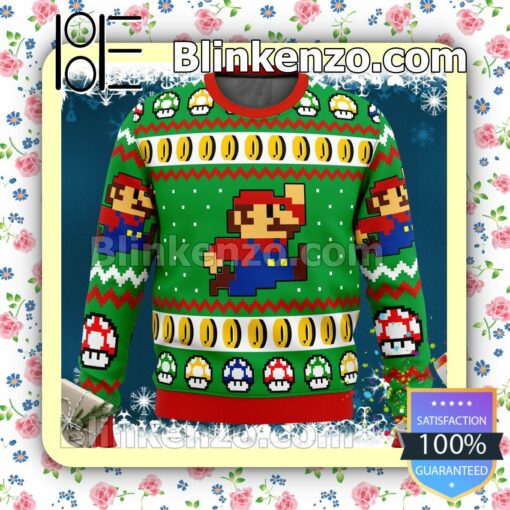 Super Mario Jump Knitted Christmas Jumper