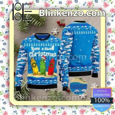Surfer Have A Swell Christmas Holiday Christmas Sweatshirts