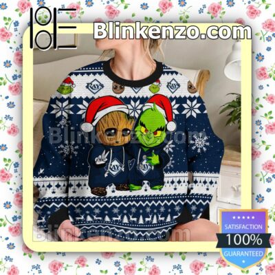 Tampa Bay Rays Baby Groot And Grinch Christmas MLB Sweatshirts b