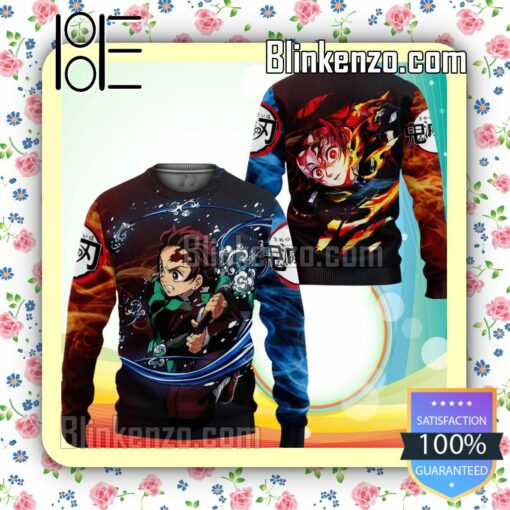 Tanjiro Water & Sun Breathing Demon Slayer Anime Knitted Christmas Jumper