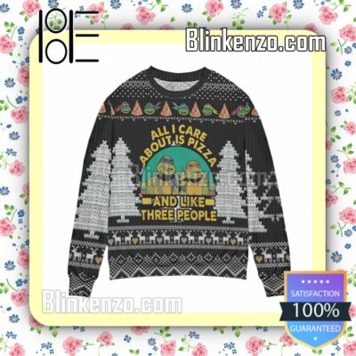 Teenage Mutant Ninja Turtles All I Care About Is Pizza Pine Tree Christmas Jumpers