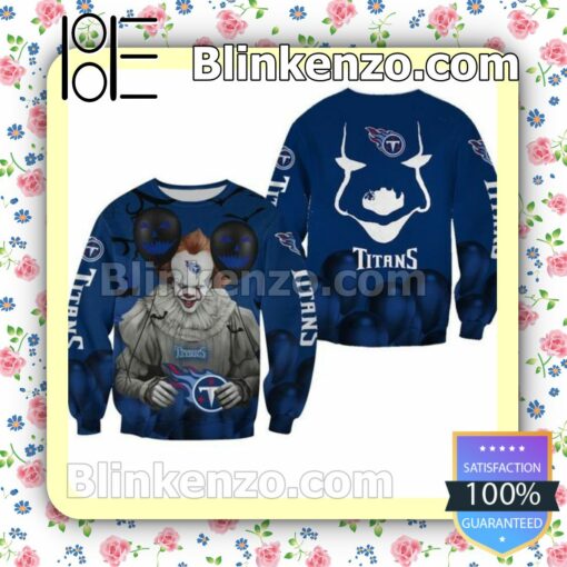 Tennessee Titans Pennywise The Dancing Clown IT Horror Movie, Halloween Holiday Christmas Sweatshirts