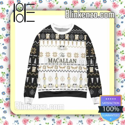 The Macallan Whisky Reindeer & Snowflake Pattern Christmas Jumper