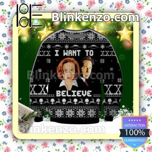 The X-Files I Want To Believe Holiday Christmas Sweatshirts