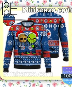 Toronto Blue Jays Baby Groot And Grinch Christmas MLB Sweatshirts