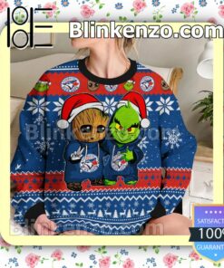 Toronto Blue Jays Baby Groot And Grinch Christmas MLB Sweatshirts b