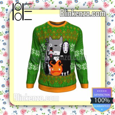Totoro No Face Kakashi No Kabu Calcifer Knitted Christmas Jumper