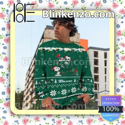 Tulane Green Wave Snoopy Christmas NCAA Sweatshirts c