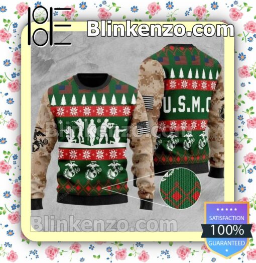 Us Marine Corps Knitted Christmas Jumper