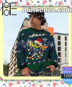 Utah Jazz Yoda The Mandalorian Christmas Lights NBA Sweatshirts c