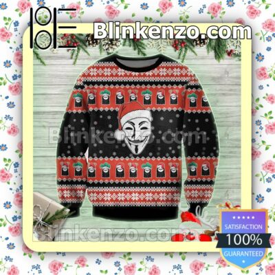 V For Vendetta Horror Poster Holiday Christmas Sweatshirts