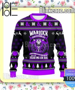 Warlock Fear Me Or Die DnD Christmas Sweatshirts