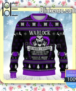 Warlock The Sworn And Beholden Purple DnD Christmas Sweatshirts