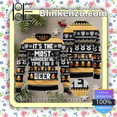 Wonderful Time For A Beer Holiday Christmas Sweatshirts