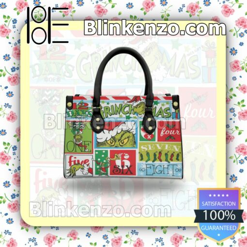 12 Days Of Grinchmas Leather Totes Bag c