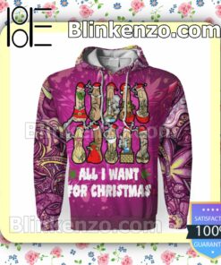 Clothing All I Want For Christmas Dick Weed Funny Cannabis Hooded Sweatshirt