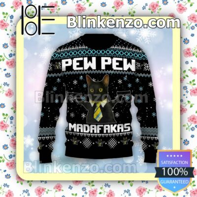 Black Cat Pew Pew Madafakas Holiday Christmas Sweatshirts a