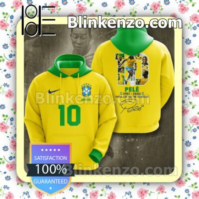 Brasil Pelé 10 1957-2022 Thank You For The Memories Signature Pullover Hoodie