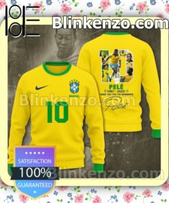 Brasil Pelé 10 1957-2022 Thank You For The Memories Signature Pullover Hoodie b