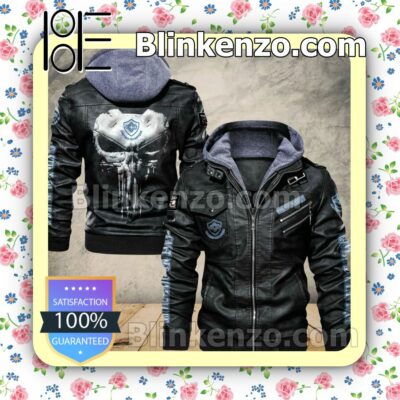 Castres Olympique Men Leather Hooded Jacket
