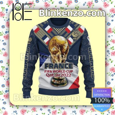 Champion Fifa World Cup Qatar 2022 France National Football Team Christmas Sweatshirts a