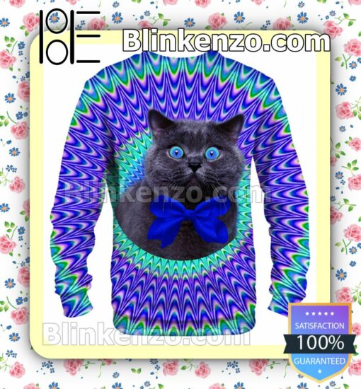 3D Crazy Cat Psychedelic Christmas Sweatshirts