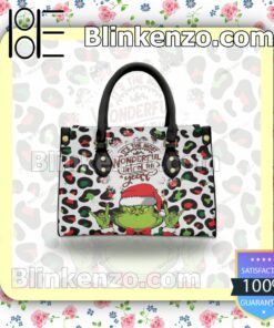 Grinch It's The Most Wonderful Time Of The Year Leather Totes Bag b