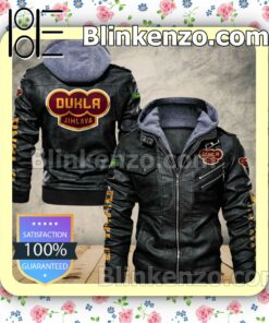 HC Dukla Jihlava Men Leather Hooded Jacket
