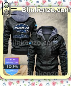 HC Kometa Brno Men Leather Hooded Jacket