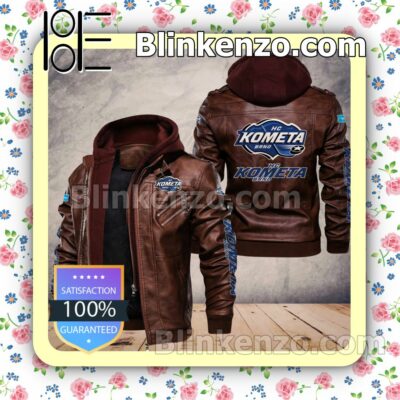 HC Kometa Brno Men Leather Hooded Jacket a