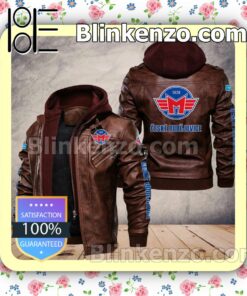 HC Motor České Budějovice Men Leather Hooded Jacket a