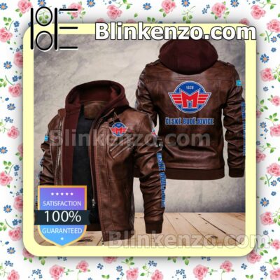 HC Motor České Budějovice Men Leather Hooded Jacket a