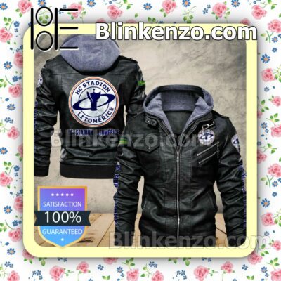 HC Stadion Litoměřice Men Leather Hooded Jacket