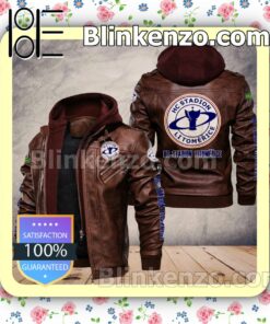 HC Stadion Litoměřice Men Leather Hooded Jacket a