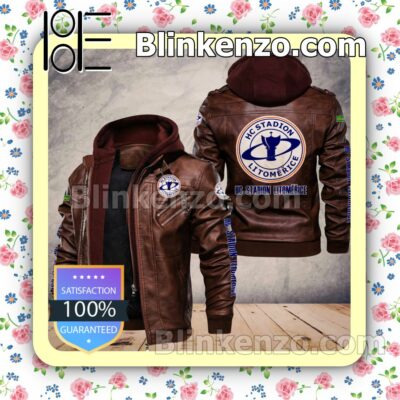 HC Stadion Litoměřice Men Leather Hooded Jacket a