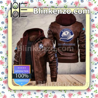 HC Vítkovice Ridera Men Leather Hooded Jacket a