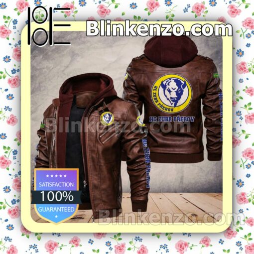 HC ZUBR Přerov Men Leather Hooded Jacket a