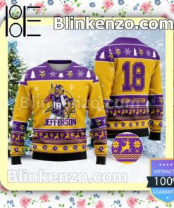 Justin Jefferson #18 Minnesota Vikings Sport Christmas Sweatshirts