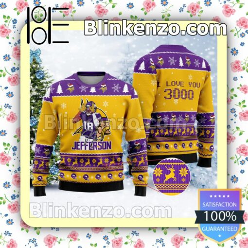 Justin Jefferson I Love You 3000 Minnesota Vikings Sport Christmas Sweatshirts