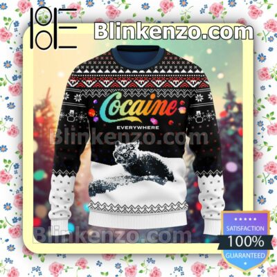 Let It Snow Cat Cocaine Everywhere Christmas Sweatshirts