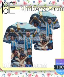 Lionel Messi And Argentina Champion World Cup 2022 Polo Short Sleeve Shirt