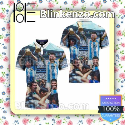 Limited Edition Lionel Messi And Argentina Champion World Cup 2022 Polo Short Sleeve Shirt