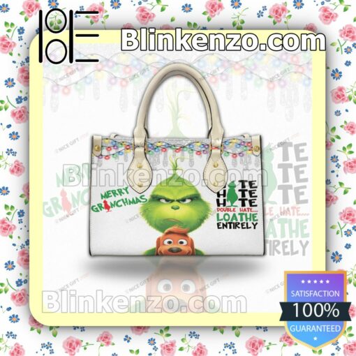 Merry Grinchmas Hate Hate Hate Double Hate Loathe Entirely Leather Totes Bag b