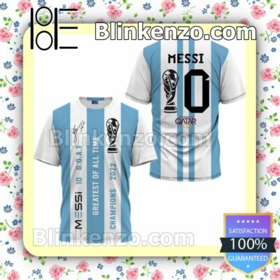 Messi 10 Goat Greatest Of All Time Champions 2022 Polo Short Sleeve Shirt