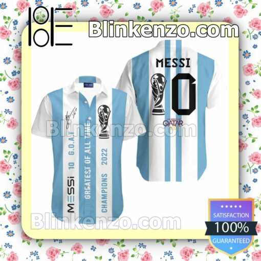Fantastic Messi 10 Goat Greatest Of All Time Champions 2022 Polo Short Sleeve Shirt