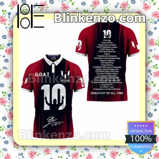 Hot Deal Messi 10 Goat Greatest Of All Time Signature Polo Short Sleeve Shirt