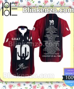 Vibrant Messi 10 Goat Greatest Of All Time Signature Polo Short Sleeve Shirt
