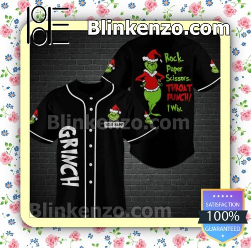 Personalized Grinch Rock Paper Scissors Throat Punch I Win Hip Hop Jerseys