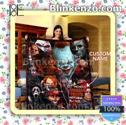 Personalized Horror Movie Watching Queen King Blanket