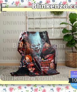 Personalized Horror Movie Watching Queen King Blanket b